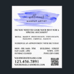 Watercolor Blue Brushstroke Makeup Artist Flyer<br><div class="desc">Script Watercolor Blue Brushstroke Makeup Artist Advertising Flyers By The Business Card Store.</div>