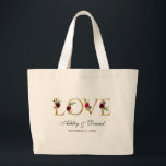 Watercolor Blue Burgundy Floral Love Gold Wedding Large Tote Bag<br><div class="desc">Watercolor Blue Burgundy Floral Gold Love Wedding Tote Bag - Large</div>