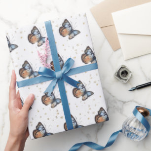 Watercolor Blue Butterfly Wrapping Paper