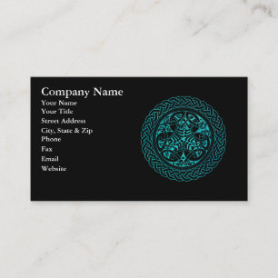 Watercolor Blue Celtic Knot Ring With Birds Business Card