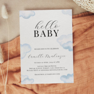 Watercolor Blue Cloud Baby Shower invitation
