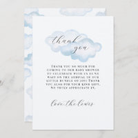 Watercolor Blue Cloud Baby shower merci cartes