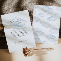 Watercolor Blue Cloud Baby shower merci cartes