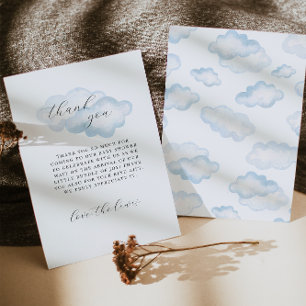 Watercolor Blue Cloud Baby shower merci cartes