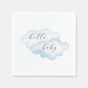 Watercolor Blue Cloud Baby Shower Napkin