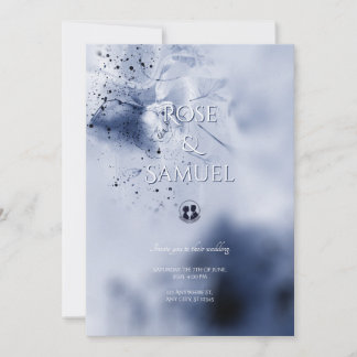 Watercolor Blue Colourful Misty Flowers Wedding In Invitation