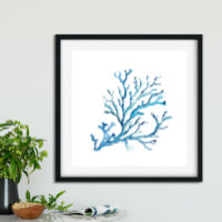 Watercolor Blue Coral