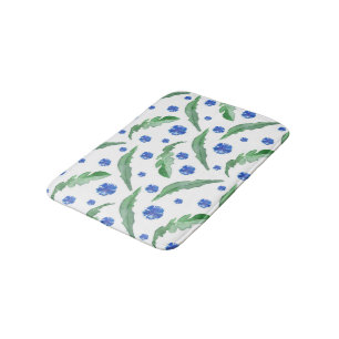 Watercolor Blue cornflowers Bath Mat