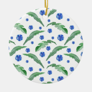 Watercolor Blue cornflowers Ceramic Ornament