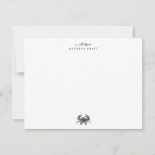 Watercolor Blue Crab Classic Personalized Card