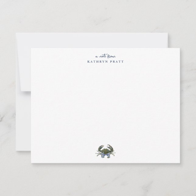 Watercolor Blue Crab Classic Personalized Card (Front)