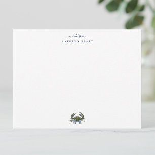 Watercolor Blue Crab Classic Personalized Card