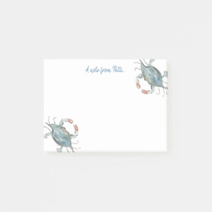 Watercolor blue crab post-it notes