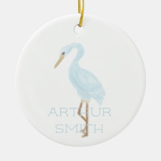 Watercolor Blue Crane Ceramic Ornament