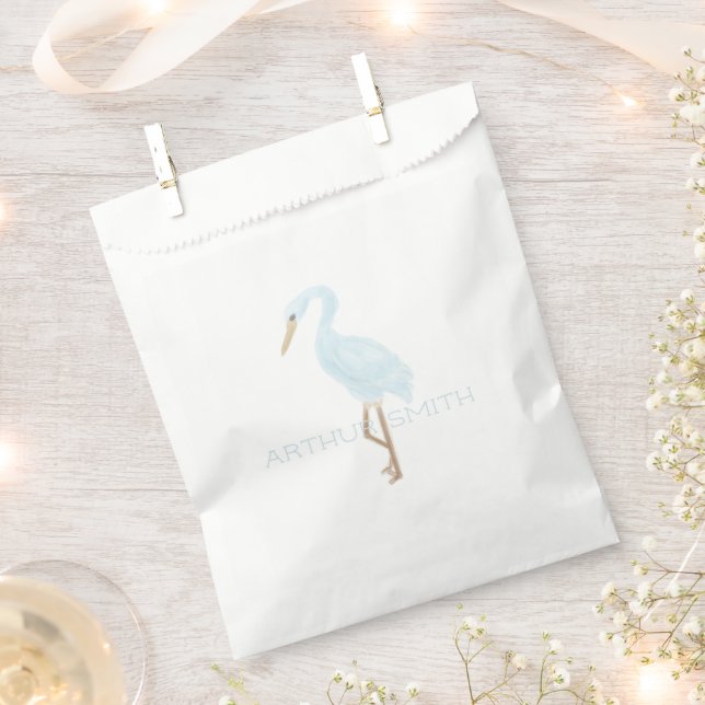 Watercolor Blue Crane Favour Bag (Clipped)