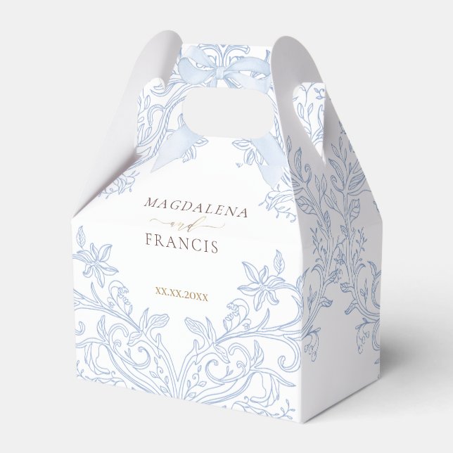  watercolor blue crest | wedding favor box (Front Side)