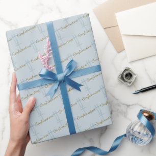 Watercolor Blue Cross Confirmation Wrapping Paper