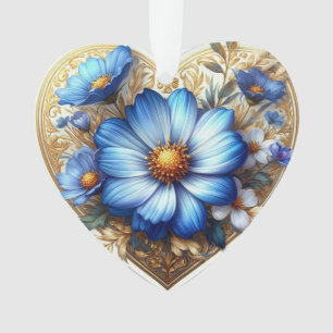 Watercolor Blue daisy Ornament