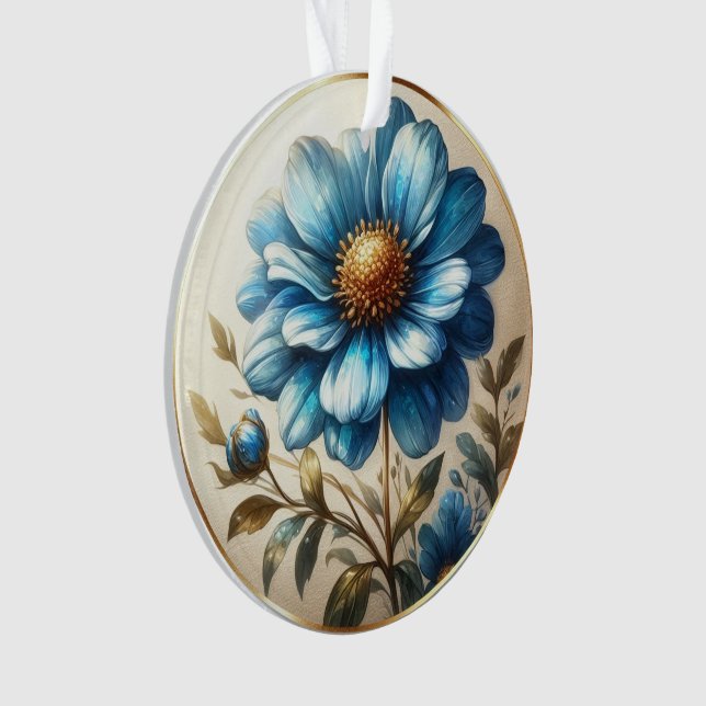 Watercolor Blue daisy  Ornament (Front)