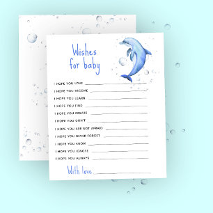 Watercolor blue dolphin - prayers for baby