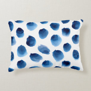 Watercolor Blue Dots: Hand Painted Seamless Accent Pillow