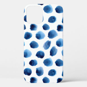 Watercolor Blue Dots: Hand Painted Seamless iPhone 12 Case