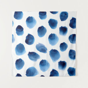 Watercolor Blue Dots: Hand Painted Seamless Tapestry