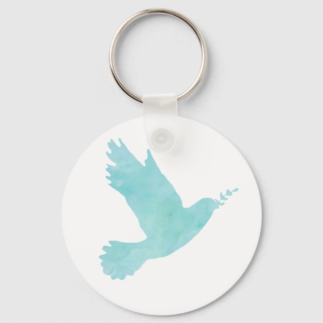 Watercolor Blue Dove Keychain (Front)