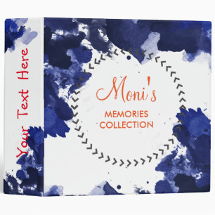 Watercolor Blue Elegant  Vintage Personalize Binder