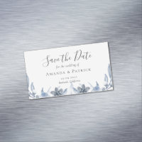 Watercolor Blue Elegant Wedding Save The Date Magn