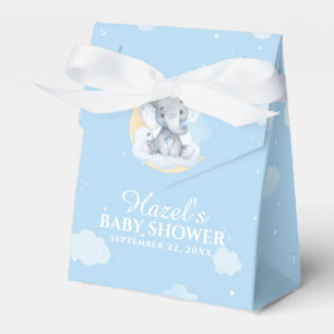 Watercolor Blue Elephant Boy Baby Shower Thank You Favor Box