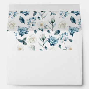 Watercolor Blue Eucalyptus Flowers Personalized Envelope