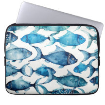 Watercolor Blue Fish | Nautical Pattern Tech Case 