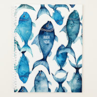 Watercolor Blue Fish | Nautical Teacher & Office