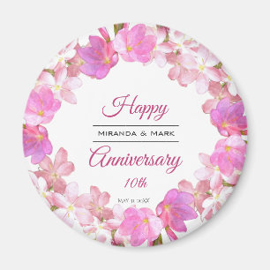 Watercolor Blue Floral Anniversary Wreath Magnet