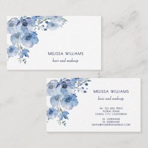 Watercolor Blue Floral  Business Card
