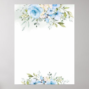 Watercolor blue floral Custom sign