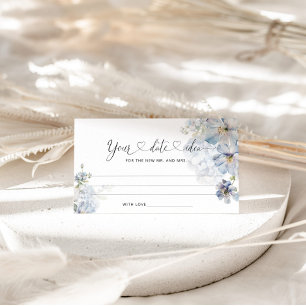Watercolor Blue floral Date night ideas. Date jar Enclosure Card