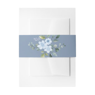 Watercolor Blue Floral  Invitation Belly Band