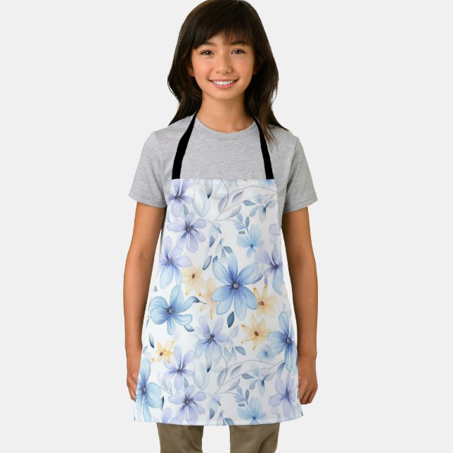watercolor blue floral seamless  apron (Insitu)