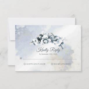 Watercolor Blue Floral Watercolor Wedding RSVP