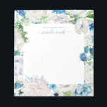 Watercolor Blue Floral White Rose Vintage Notepad<br><div class="desc">Watercolor Blue Floral White Rose Vintage Personalized Notepad. This beautiful notepad features blue and white flowers and you can personalize it with your name. It is perfect gift for new job, for a friend, anyone who likes femininity, elegance, romance. If you need any help or matching products, please contact me....</div>
