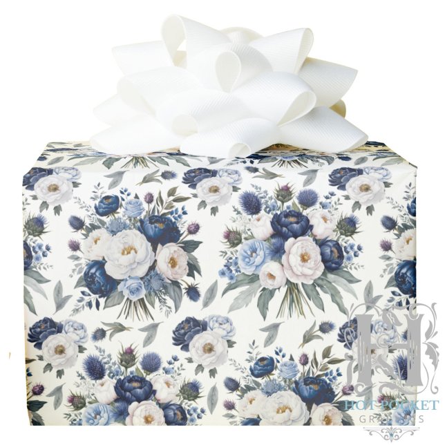 Watercolor Blue Floral Wrapping Paper (Creator Uploaded)