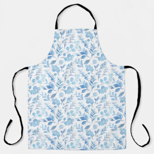 Watercolor Blue Flower Apron