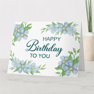 Watercolor Blue Flower Birthday card