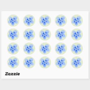 Watercolor Blue Flower Classic Round Sticker