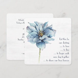 Watercolor Blue Flower On Textured White Invitation