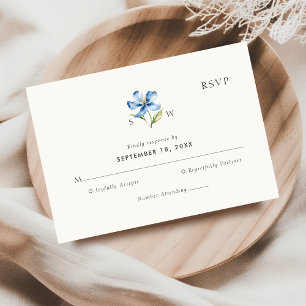 Watercolor Blue flower Wedding RSVP Card