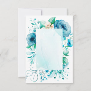 Watercolor blue flowers card, create your own  tha thank you card