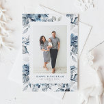 Watercolor Blue Flowers Happy Hanukkah Photo Holiday Card<br><div class="desc">Happy Hanukkah! Send warm holiday greetings to your family and friends with this customizable Hanukkah card. It features a watercolour pattern of blue flowers. Personalize this photo Hanukkah card by adding your details. This botanical Hanukkah card is available in a variety of cardstock.</div>